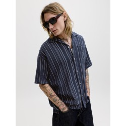 JACK & JONES Bradley kortærmet stribet skjorte - Navy Blazer