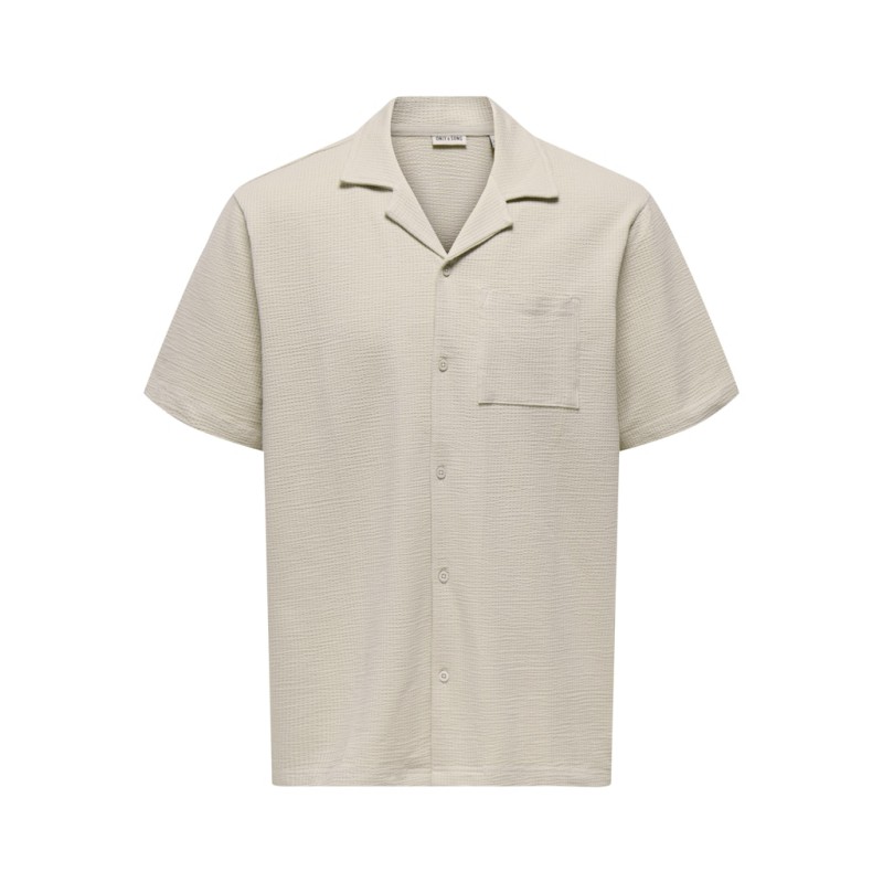 ONLY & SONS Kian Seersucker Kortærmet Skjorte - Silver Lining