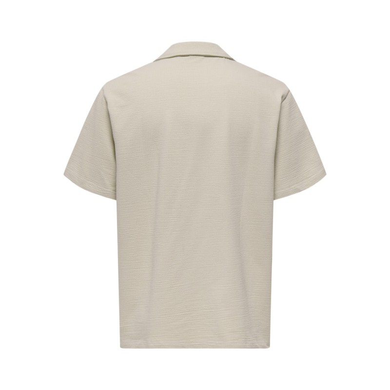 ONLY & SONS Kian Seersucker Kortærmet Skjorte - Silver Lining