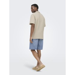 ONLY & SONS Kian Seersucker Kortærmet Skjorte - Silver Lining