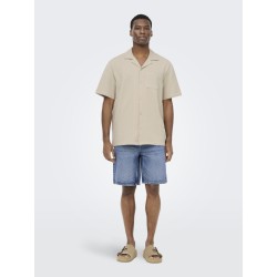 ONLY & SONS Kian Seersucker Kortærmet Skjorte - Silver Lining