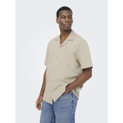 ONLY & SONS Kian Seersucker Kortærmet Skjorte - Silver Lining