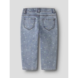 NAME IT Mini Bella Mom Shaped Jeans - Medium Blue Denim / Flower