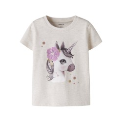 NAME IT Mini Jalisara Kortærmet Top - Peyote Melange