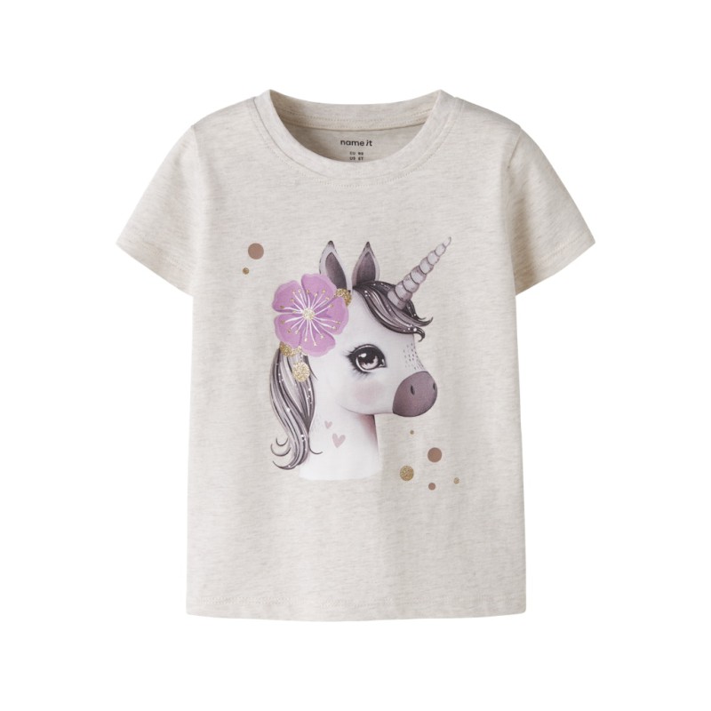 NAME IT Mini Jalisara Kortærmet Top - Peyote Melange