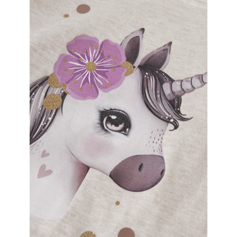 NAME IT Mini Jalisara Kortærmet Top - Peyote Melange