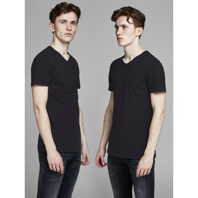 JACK & JONES BASIC-V-NECK TEE S/S 2 PACK - BLACK