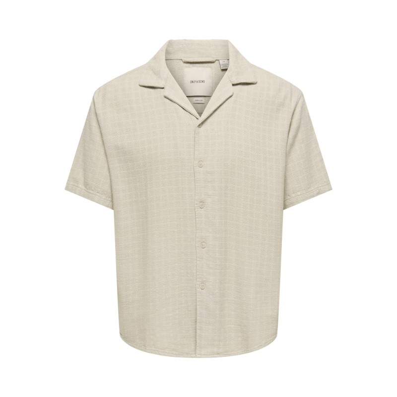 ONLY & SONS Latham Kortærmet Hør Resort Skjorte - Silver Linning