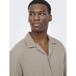 ONLY & SONS Latham Kortærmet Hør Resort Skjorte - Desert Taupe