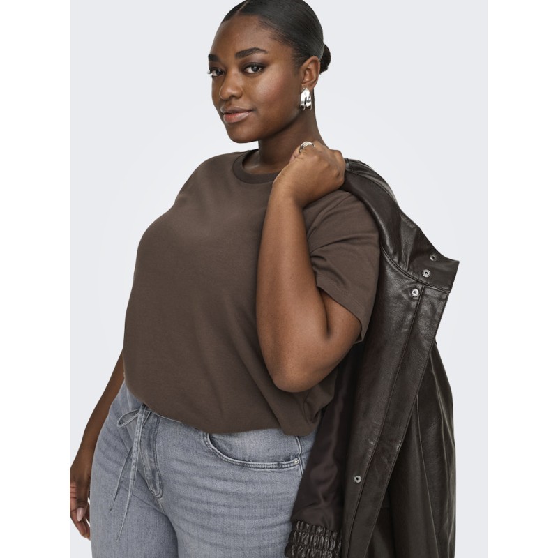 ONLY CARMAKOMA Jen Kortærmet Jeans T-shirt - Chocolate Martini