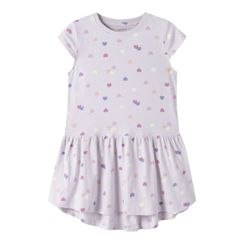 NAME IT MINI Vigga Capsl Kjole - Lavender Fog Colorful Hearts