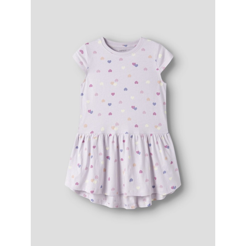 NAME IT MINI Vigga Capsl Kjole - Lavender Fog Colorful Hearts