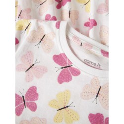 NAME IT MINI Vigga Capsl Kjole - Bright White Pink Butterfly