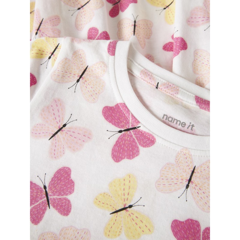 NAME IT MINI Vigga Capsl Kjole - Bright White Pink Butterfly