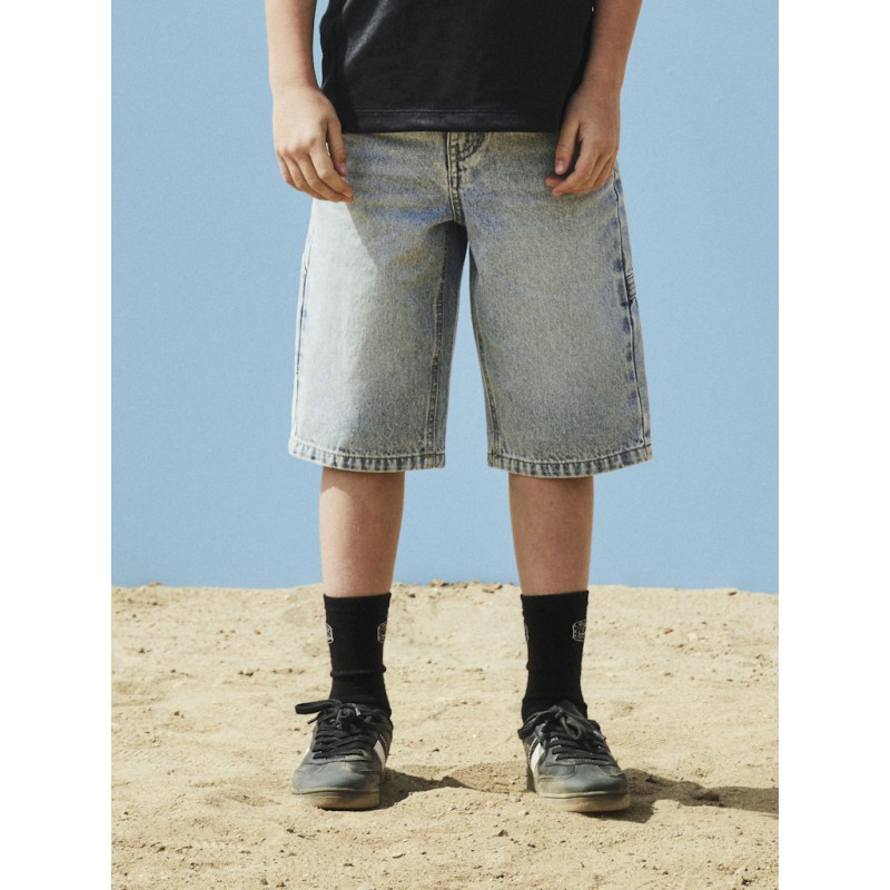 NAME IT KIDS Ryan Bermuda denim shorts - Light Blue Bleached Denim