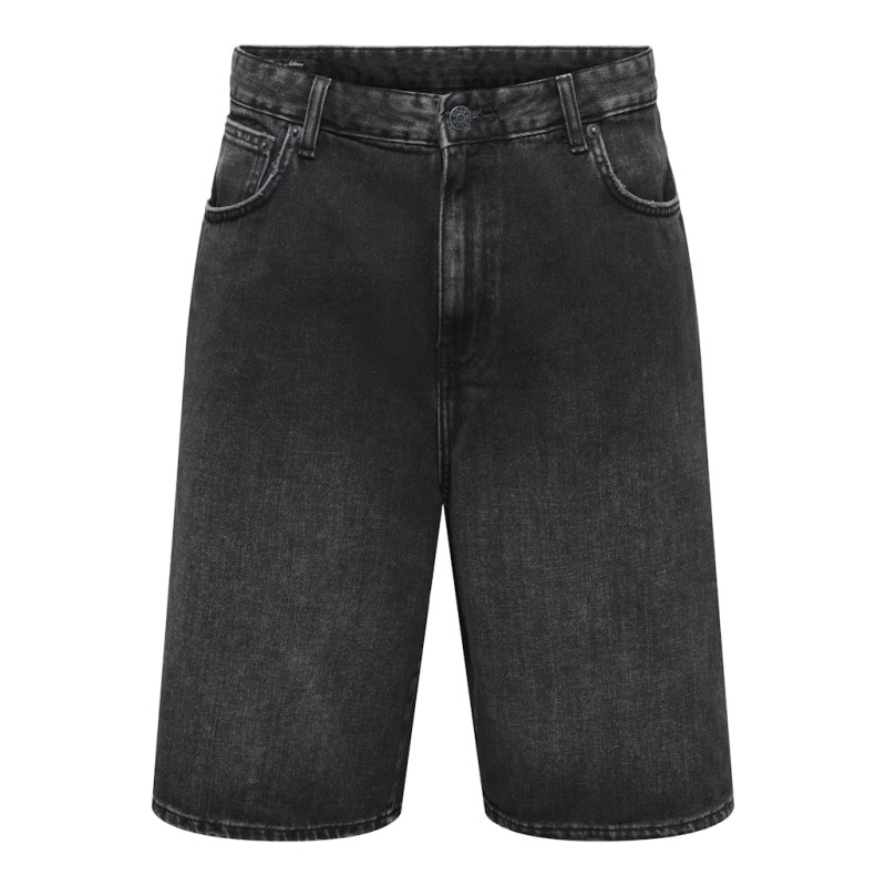 ONLY & SONS Carl Ballon Denim Shorts - Washed Black