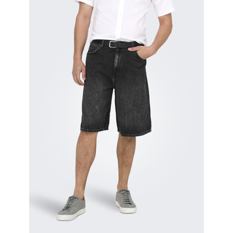 ONLY & SONS Carl Ballon Denim Shorts - Washed Black