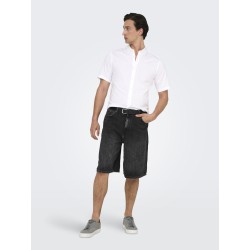 ONLY & SONS Carl Ballon Denim Shorts - Washed Black