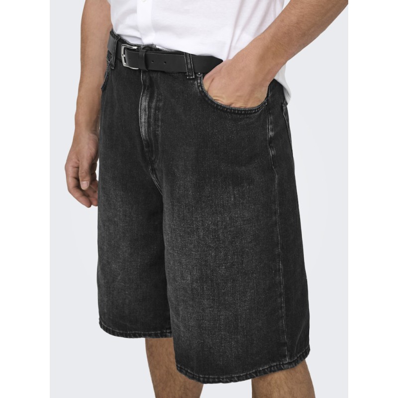 ONLY & SONS Carl Ballon Denim Shorts - Washed Black
