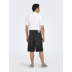 ONLY & SONS Carl Ballon Denim Shorts - Washed Black