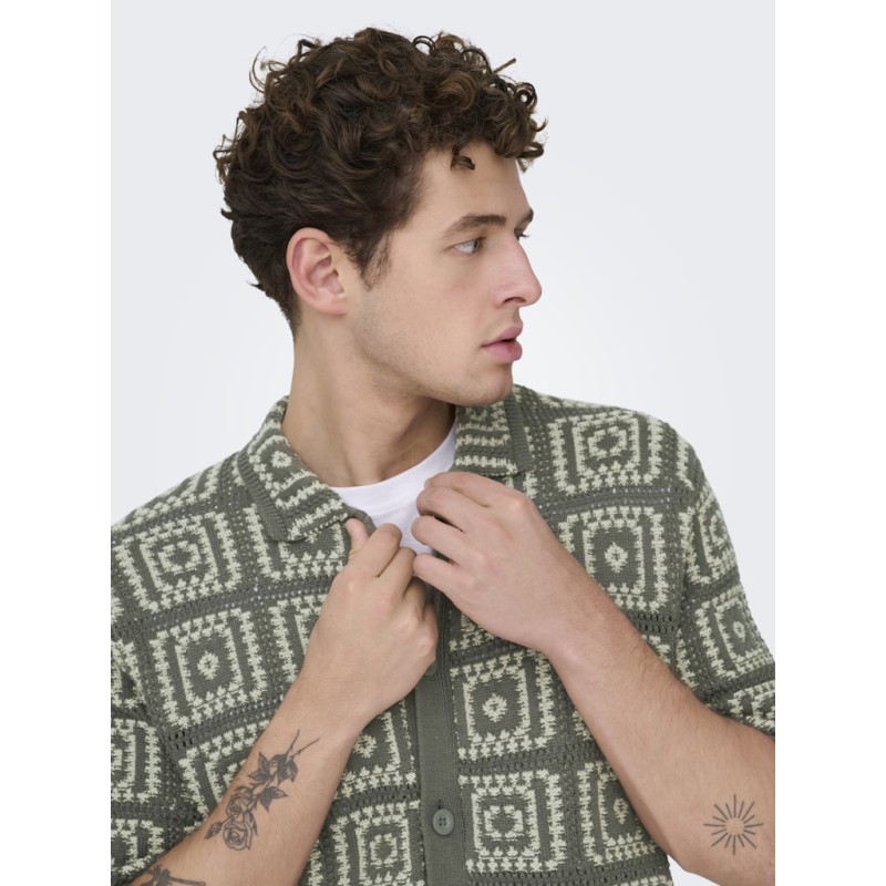 ONLY & SONS Bart Relaxed Strik Skjorte - Castor Gray