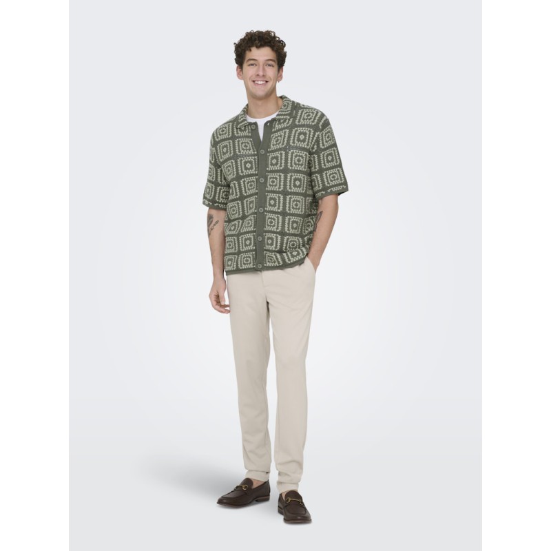 ONLY & SONS Bart Relaxed Strik Skjorte - Castor Gray
