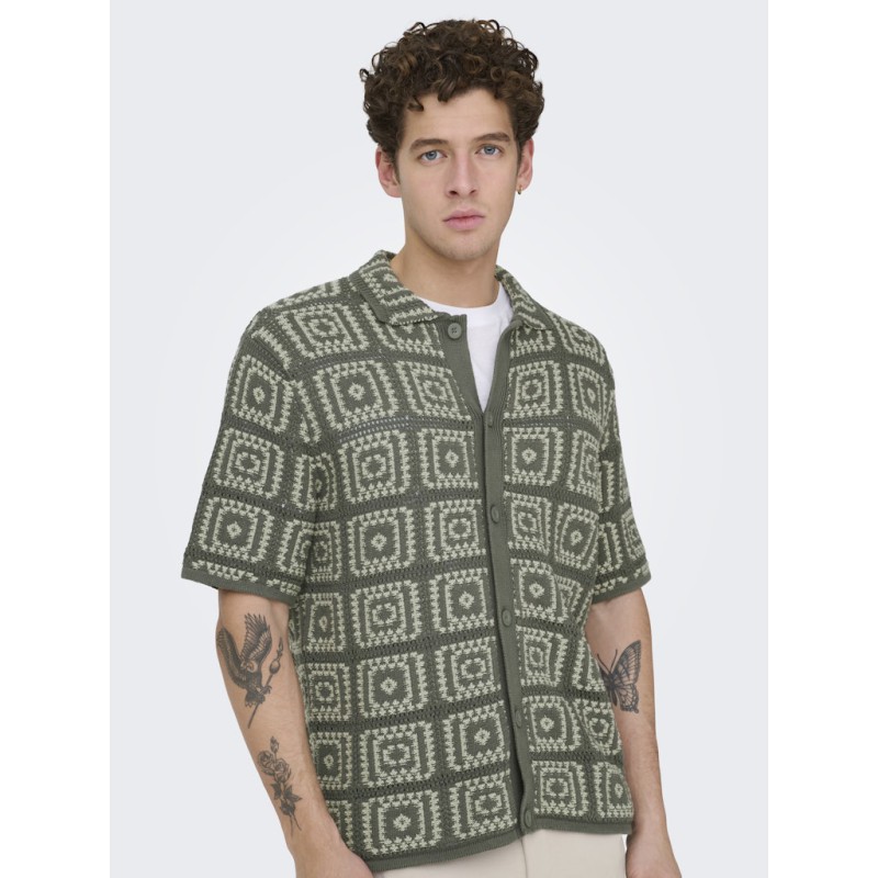 ONLY & SONS Bart Relaxed Strik Skjorte - Castor Gray