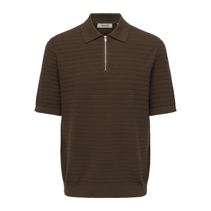 ONLY & SONS Menu Reular Kortærmet Strik Polo - Potting Soil