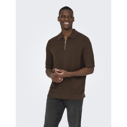 ONLY & SONS Menu Reular Kortærmet Strik Polo - Potting Soil