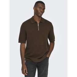 ONLY & SONS Menu Reular Kortærmet Strik Polo - Potting Soil