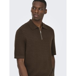 ONLY & SONS Menu Reular Kortærmet Strik Polo - Potting Soil