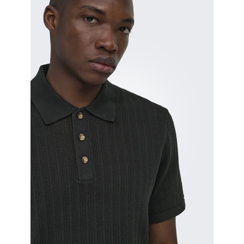 ONLY & SONS Moon Regular S/S Strik Polo - Sort