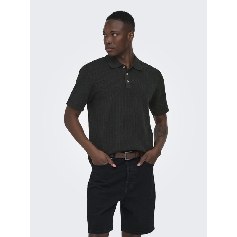 ONLY & SONS Moon Regular S/S Strik Polo - Sort