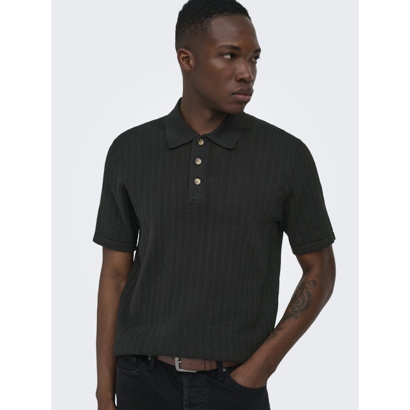 ONLY & SONS Moon Regular S/S Strik Polo - Sort
