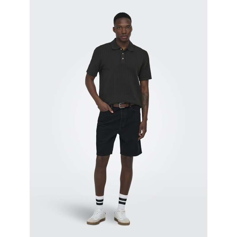 ONLY & SONS Moon Regular S/S Strik Polo - Sort