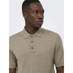 ONLY & SONS Loui Regular Strik Polo - Desert Taupe