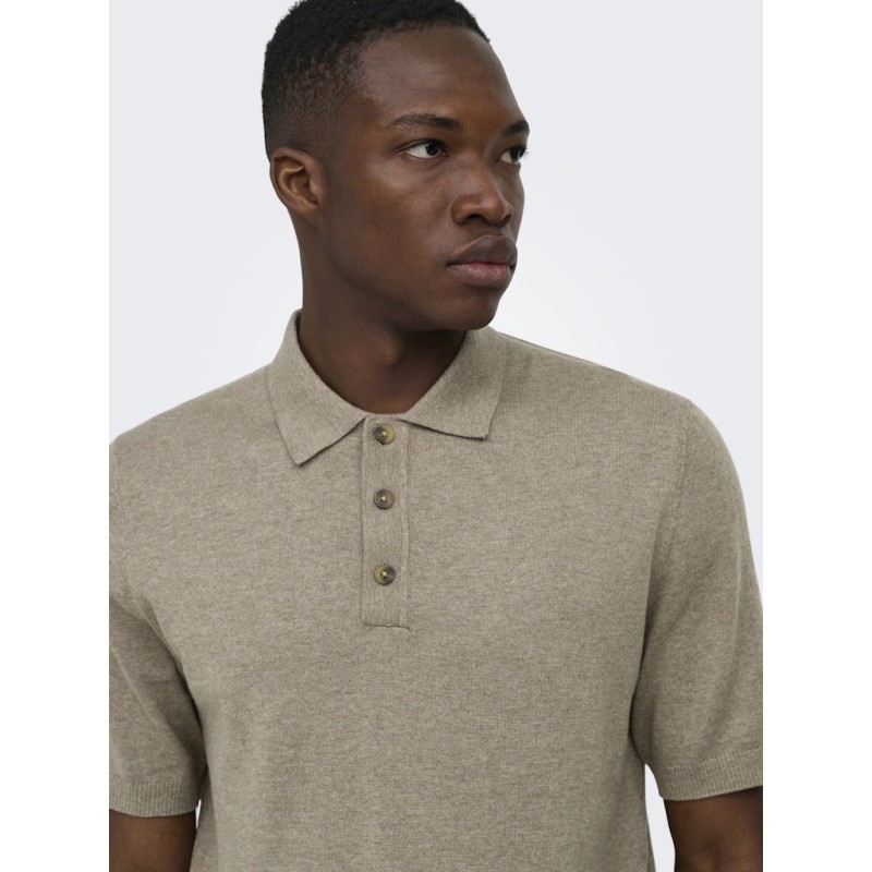 ONLY & SONS Loui Regular Strik Polo - Desert Taupe
