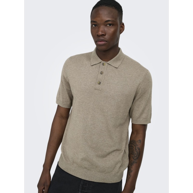 ONLY & SONS Loui Regular Strik Polo - Desert Taupe