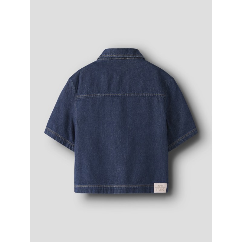 NAME IT Kids Lea Oversize S/S Denim Skjorte - Dark Blue Denim
