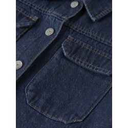 NAME IT Kids Lea Oversize S/S Denim Skjorte - Dark Blue Denim