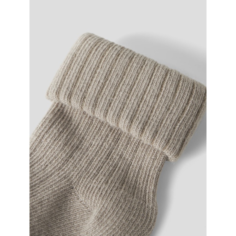 NAME IT Baby Nobbu Rib Strik Sokker - Chateau Gray