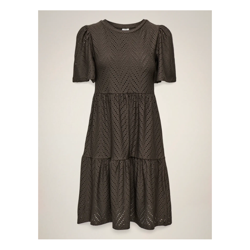 JDY Carla Cathinka Broderi Kjole - Chocolate Brown