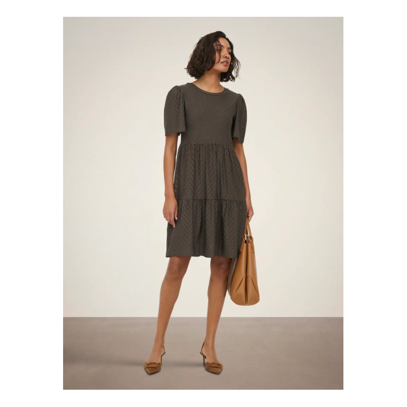 JDY Carla Cathinka Broderi Kjole - Chocolate Brown