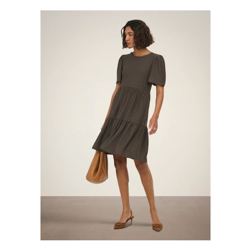 JDY Carla Cathinka Broderi Kjole - Chocolate Brown