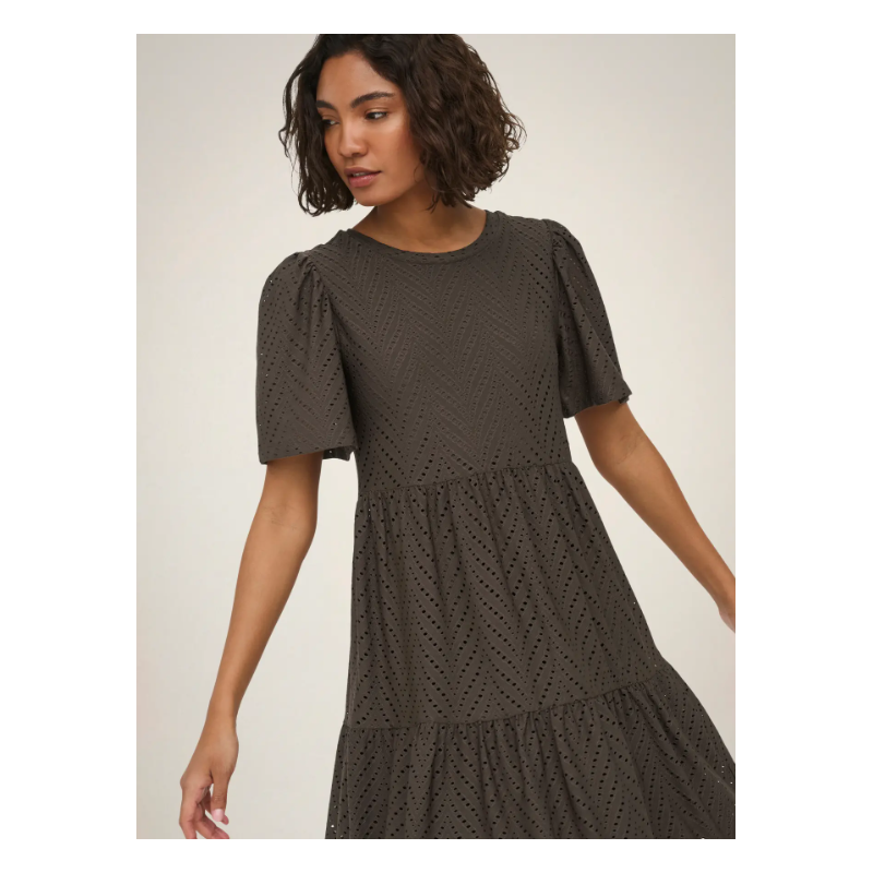 JDY Carla Cathinka Broderi Kjole - Chocolate Brown
