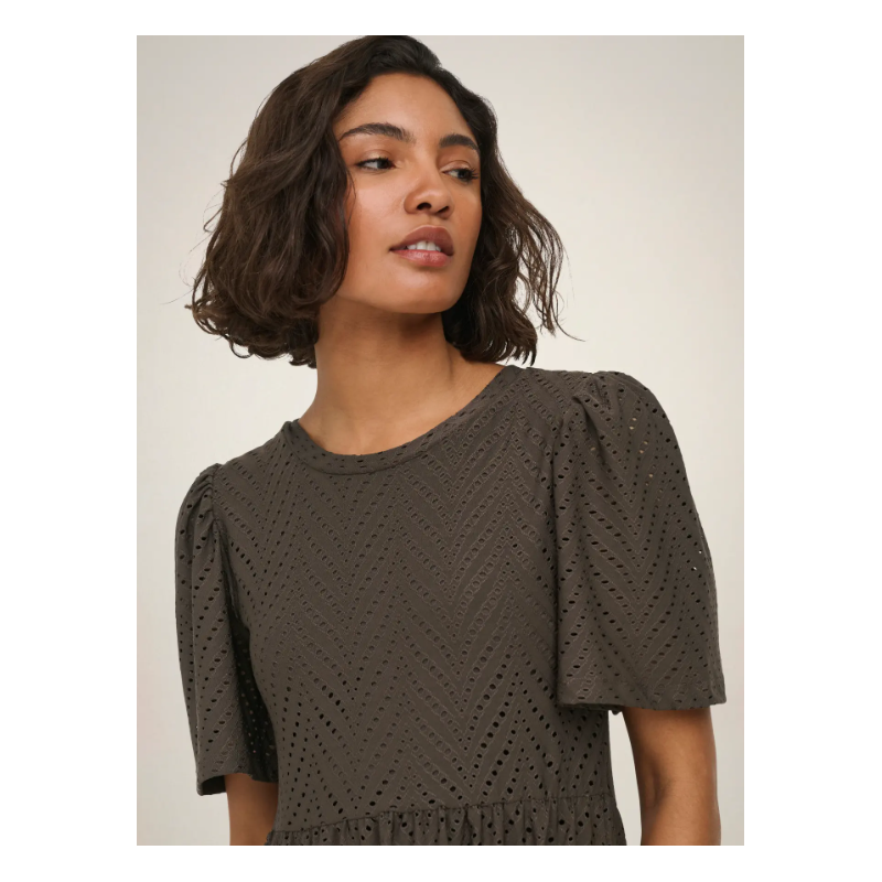 JDY Carla Cathinka Broderi Kjole - Chocolate Brown