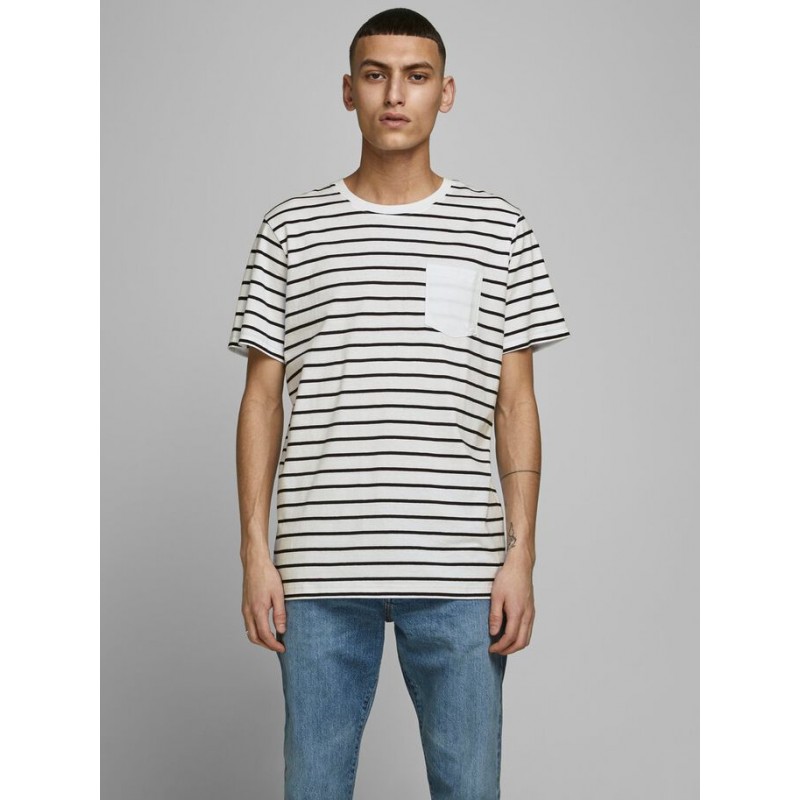 JACK & JONES NIKOLAI TEE S/S- WHITE/BLACK