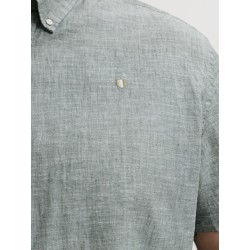 JACK & JONES PLUS Blusummer kortærmet hør skjorte - Laurel Wreath