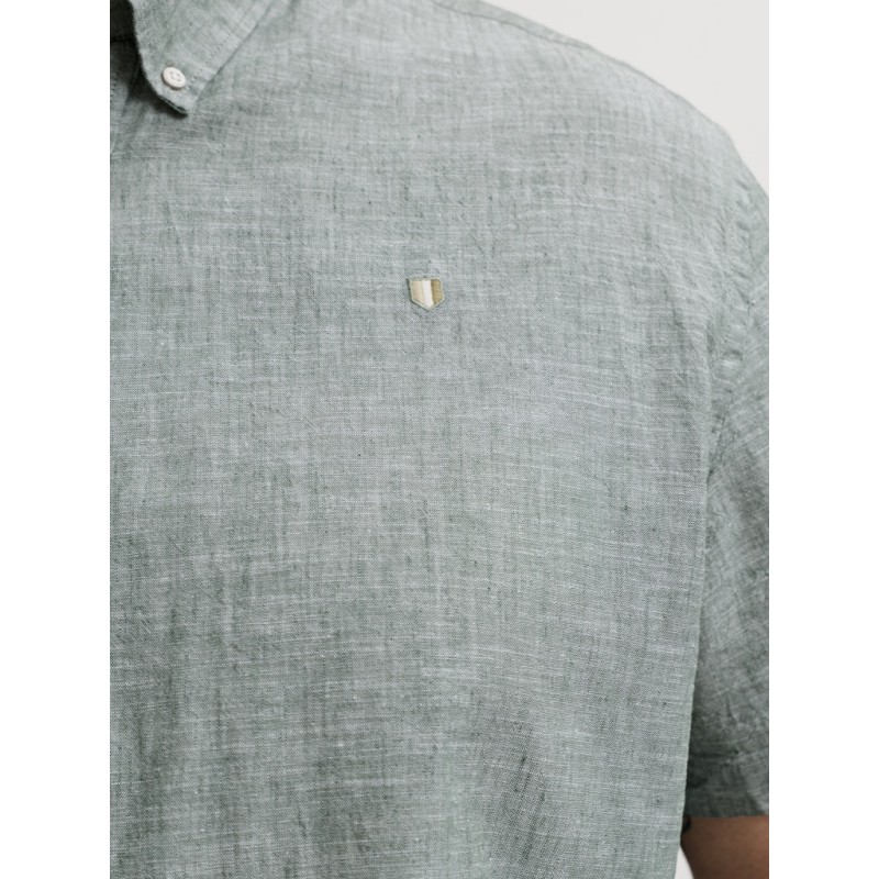 JACK & JONES PLUS Blusummer kortærmet hør skjorte - Laurel Wreath