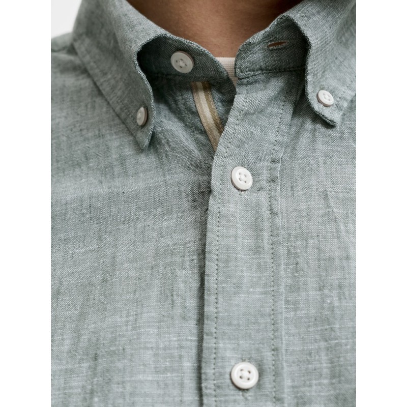 JACK & JONES PLUS Blusummer kortærmet hør skjorte - Laurel Wreath